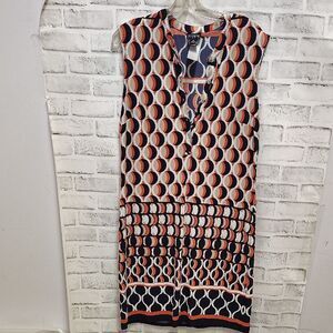 Enfocus Studio Pink Blue Midi Sheath Dress Cap Sleeve